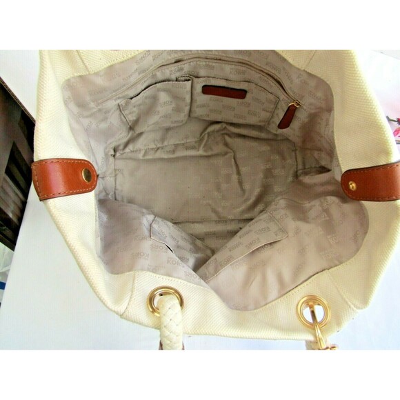 Michael Kors Canvas Tote Extra Large Beach Bag Rope Handles Purse Shoulder Bag - Picture 6 of 8